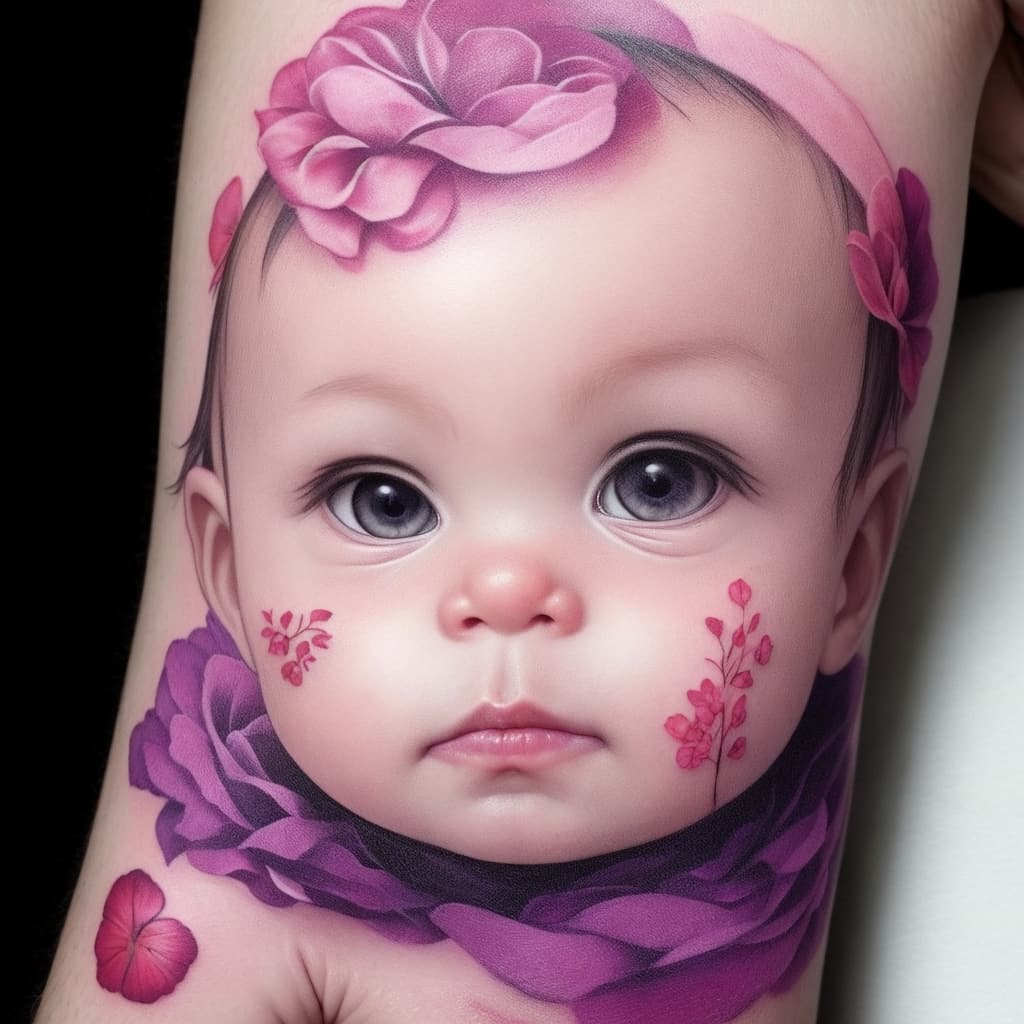 Realistic Baby Portraits Tattoo Styles