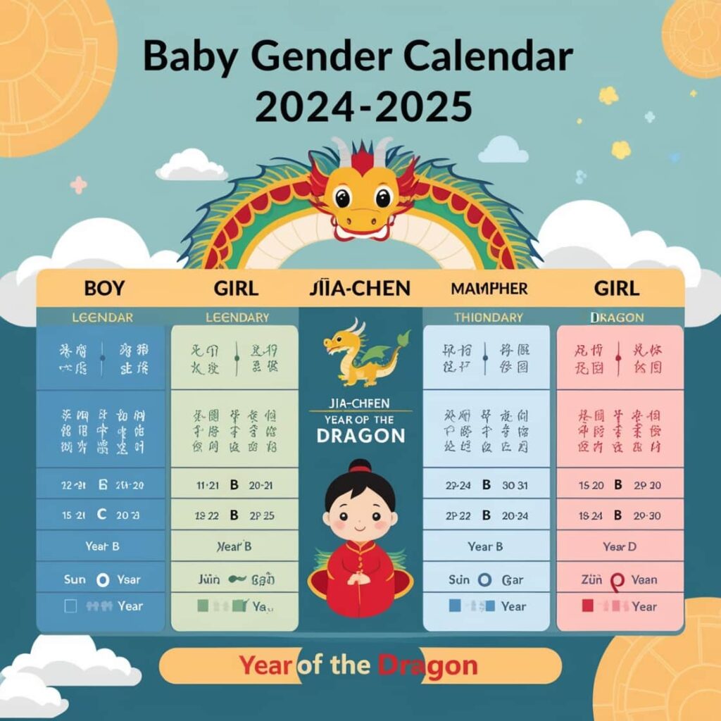 Baby Gender Calendar for 2024-2025