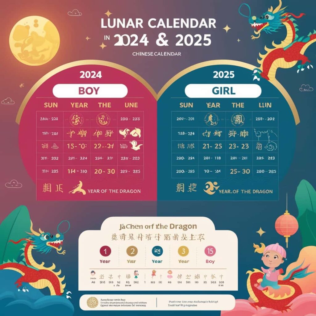 Chinese Lunar Calendar in 2024 and 2025 